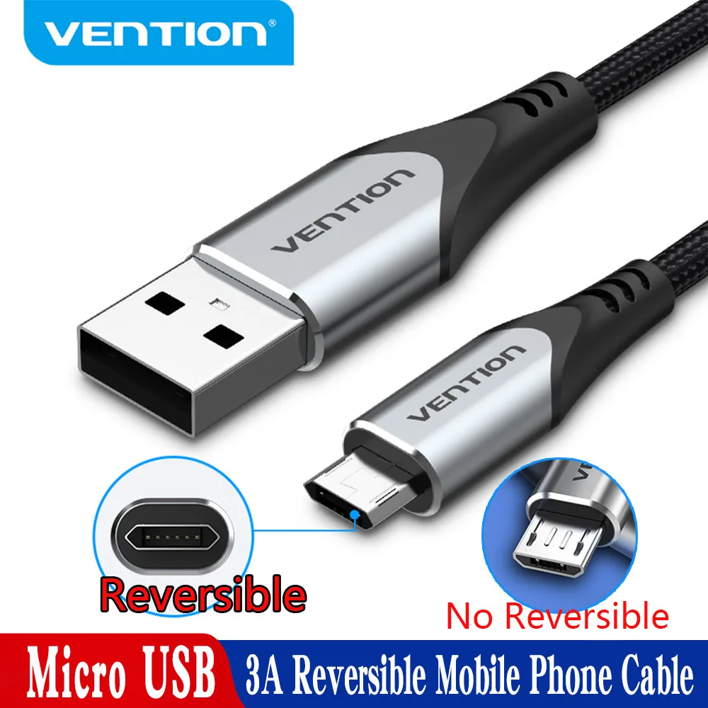 

Vention 3A Reversible Micro USB Cable 3m Nylon Fast Charging for Samsung Xiaomi HTC LG USB Charger Data Cable Mobile Phone Cable