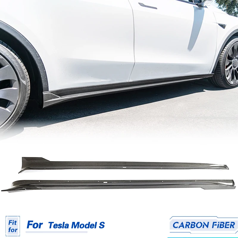 

Автомобильные Боковые удлинители юбки из углеродного волокна для Tesla Model S Sedan 4-дверные 2021-2023 боковые защитные аксессуары