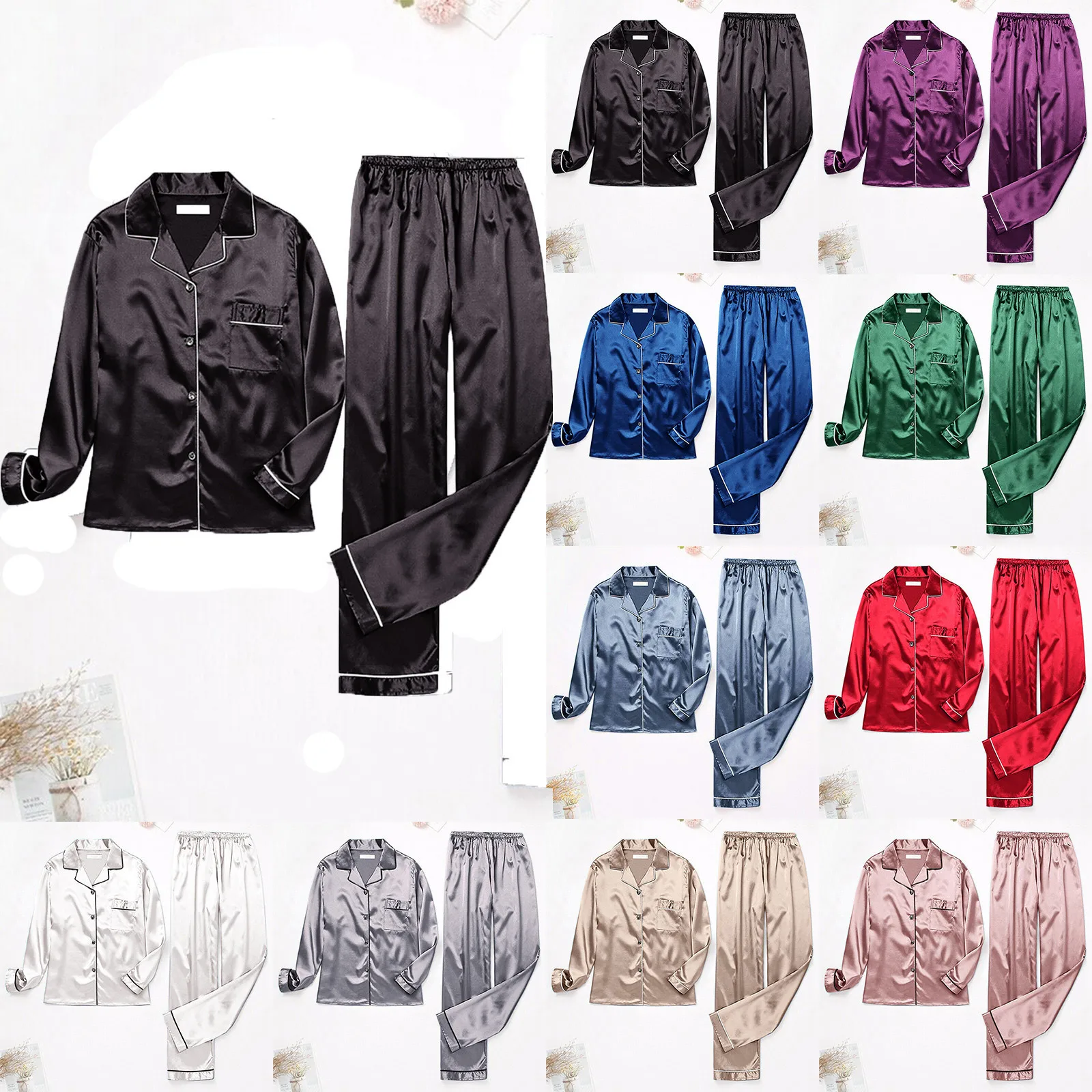 

Women's Pajamas Women Spring Summer Long Sleeve Pajama Sets Pijama Sleepwear Pyjamas Homewear Long sleeve Womens Pajamas Sexy