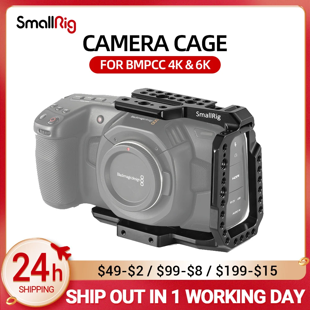 

SmallRig BMPCC 4K / BMPCC 6K Camera Cage Half Cage for Blackmagic Design Pocket Cinema Camera 4K / 6K Feature w/ Nato rail 2254