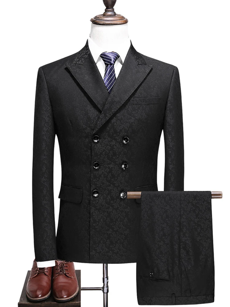 

Men's suit business professional wear wedding banquet suit three-breasted slim suit three-piece suit (coat + vest + pants)