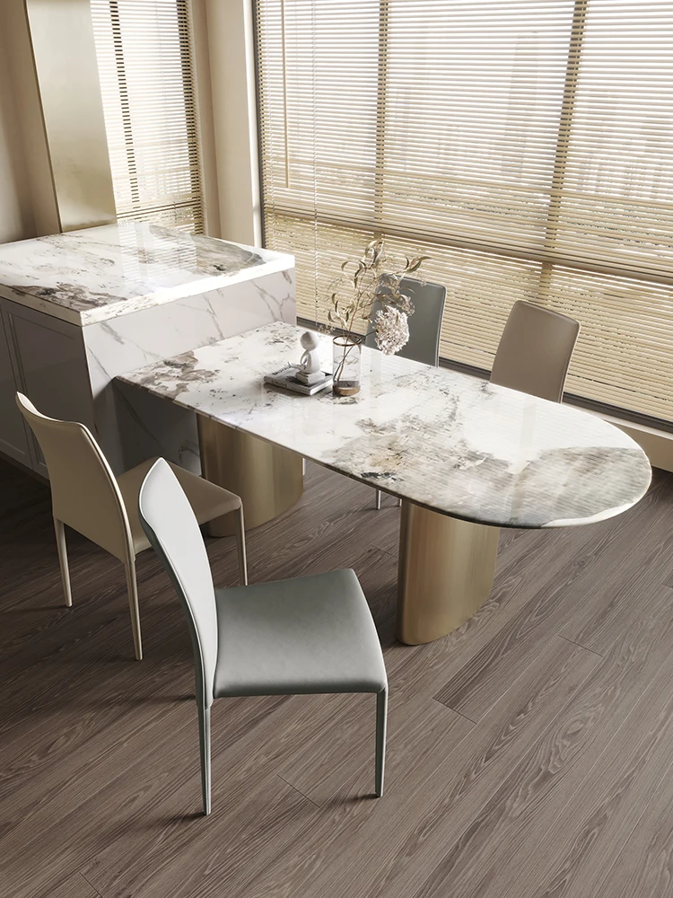 

Italian light and luxurious, island table integrated table designer, art villa, modern simple semicircular wall table