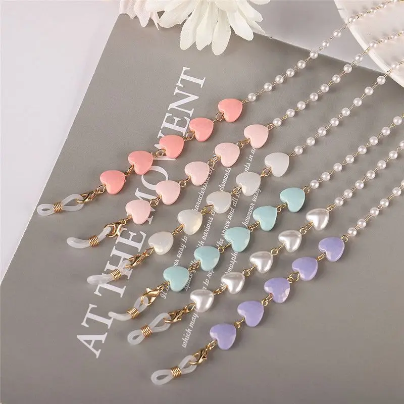 

Spectacle Sunglasses Neck Lanyard Chain Beaded Heart Pearl Glasses Cord