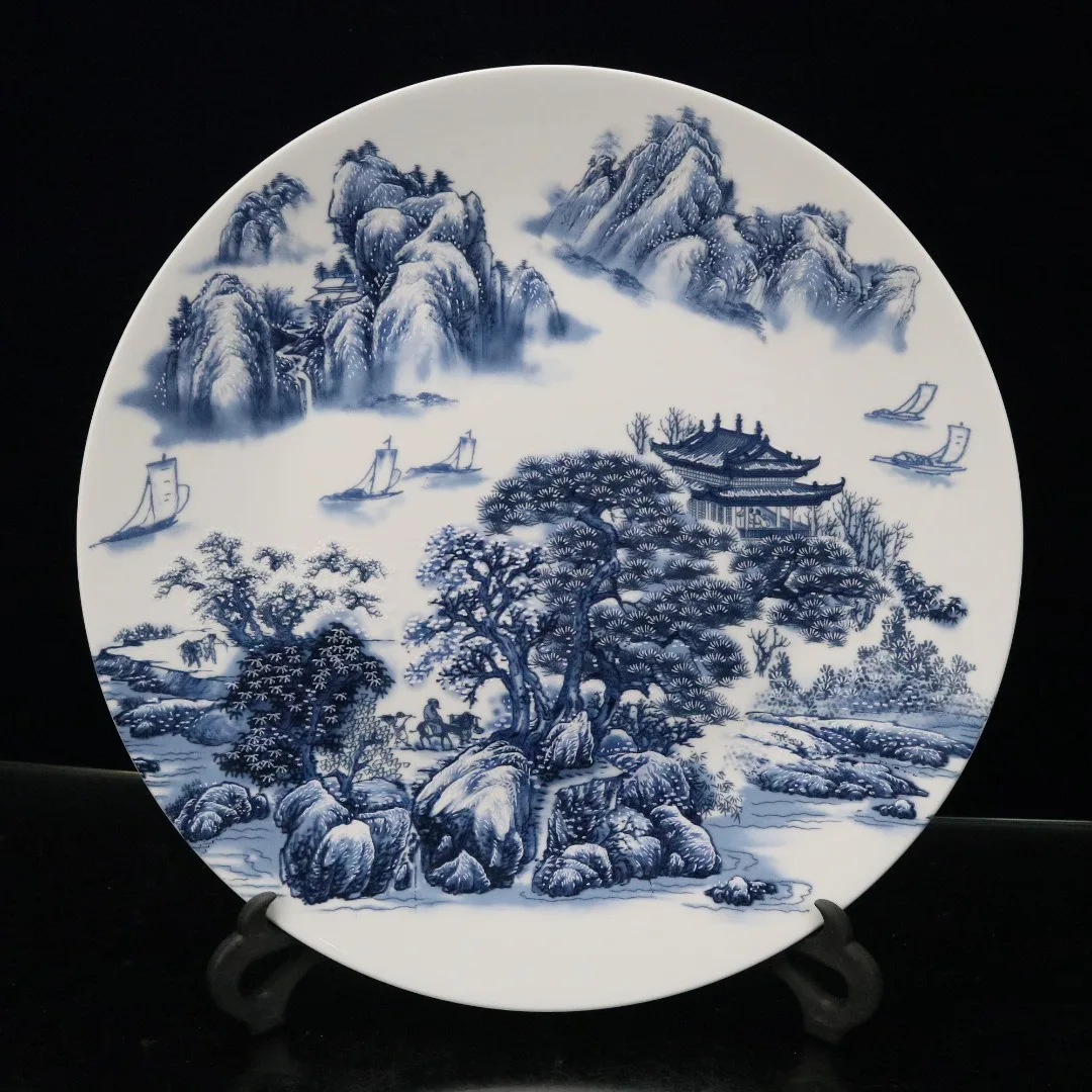 

Blue And White Landscape Pattern Appreciation Plate Home Decoration Supplies Family Ornaments