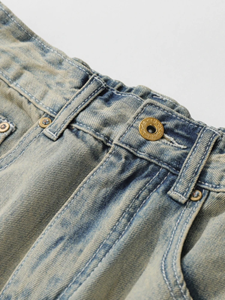 European And American Street Button Baggy Jeans For Men Y2k Hip-Hop Straight Casual Pants Trend Wide Leg Versatile Men'S Pants