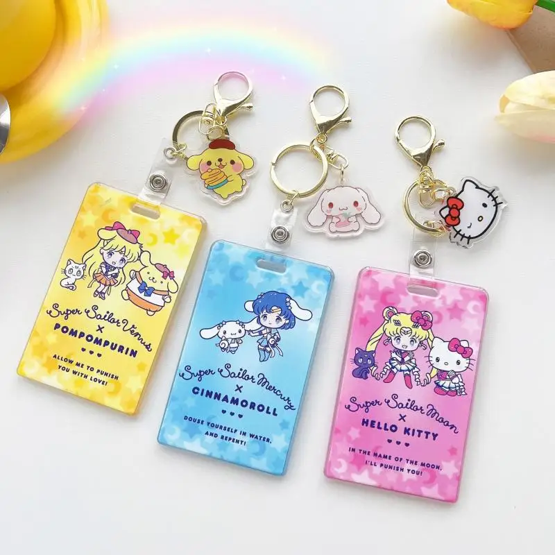 

Брелок для ключей Sanrio Mymelody Kuromi Purin Cinnamoroll Женский, простой в вытягивании чехол для ключей, красивая девушка