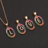 new charm ins ladies jewelry crystal 26 english letters a z pendant summer vacation personality necklace birthday party gift