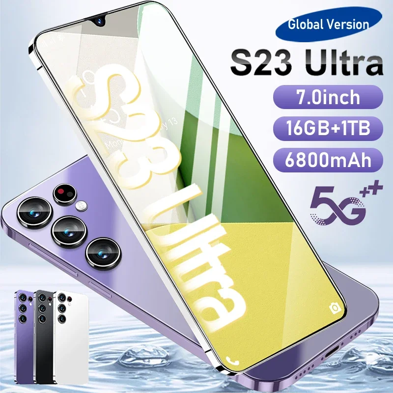 

New s23 ultra 5g Smart phone 7.0Inch 4G telefone 6800mAh 16G+1TB Cell phones HD Camera 5G Unlock Android 13 Mobile Phones