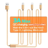 3in1 usb type c cable for iphone 13 12 11 pro max xs 5a qc fast charging cable micro usb wire for huawei samsung xiaomi