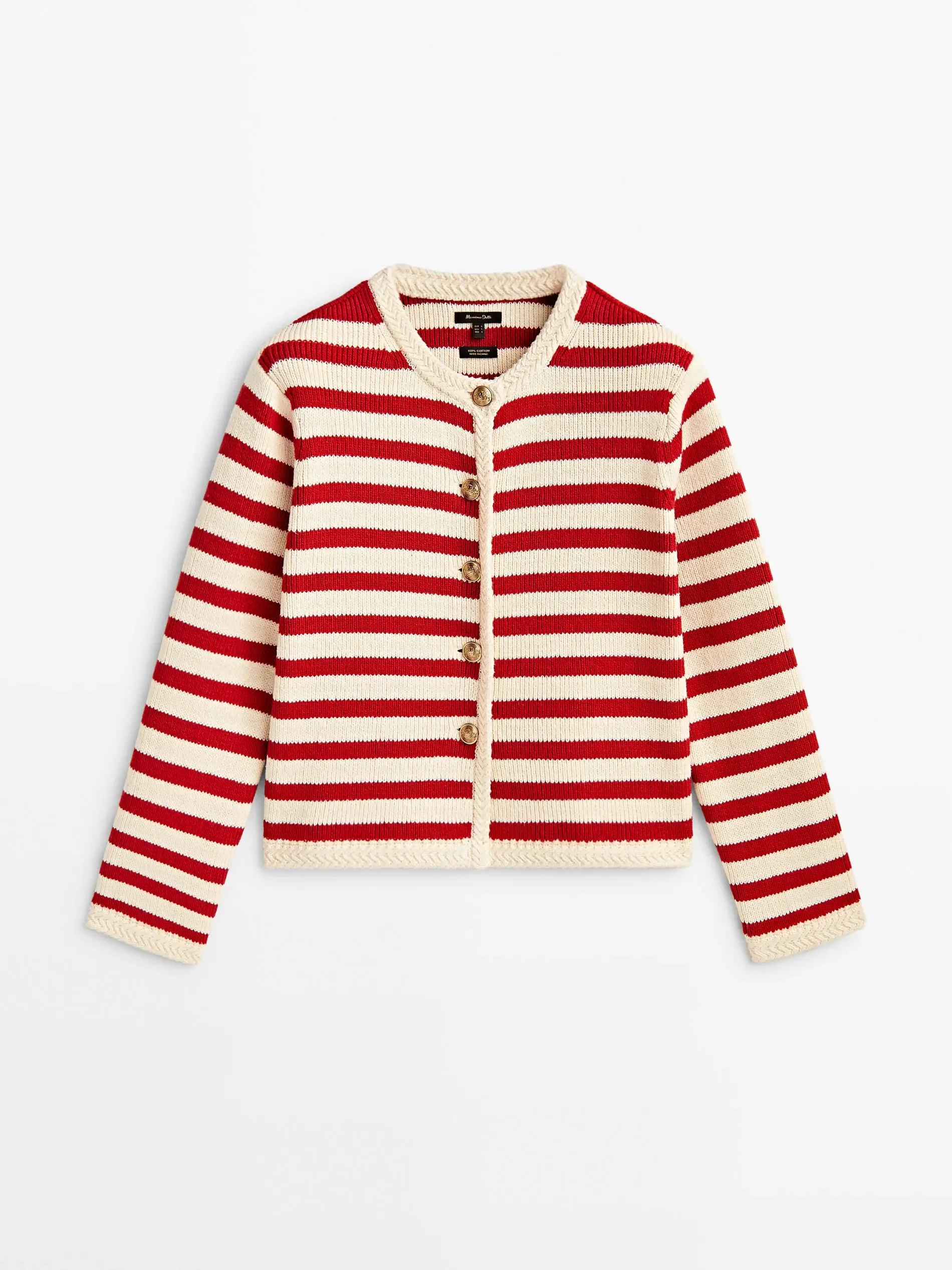 Женский весенний кардиган в полоску с пряжкой