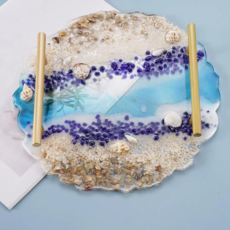 

2X DIY Crystal Epoxy Mold Compote Swing Table Round Lace Coaster Table Decoration Silicone Mold