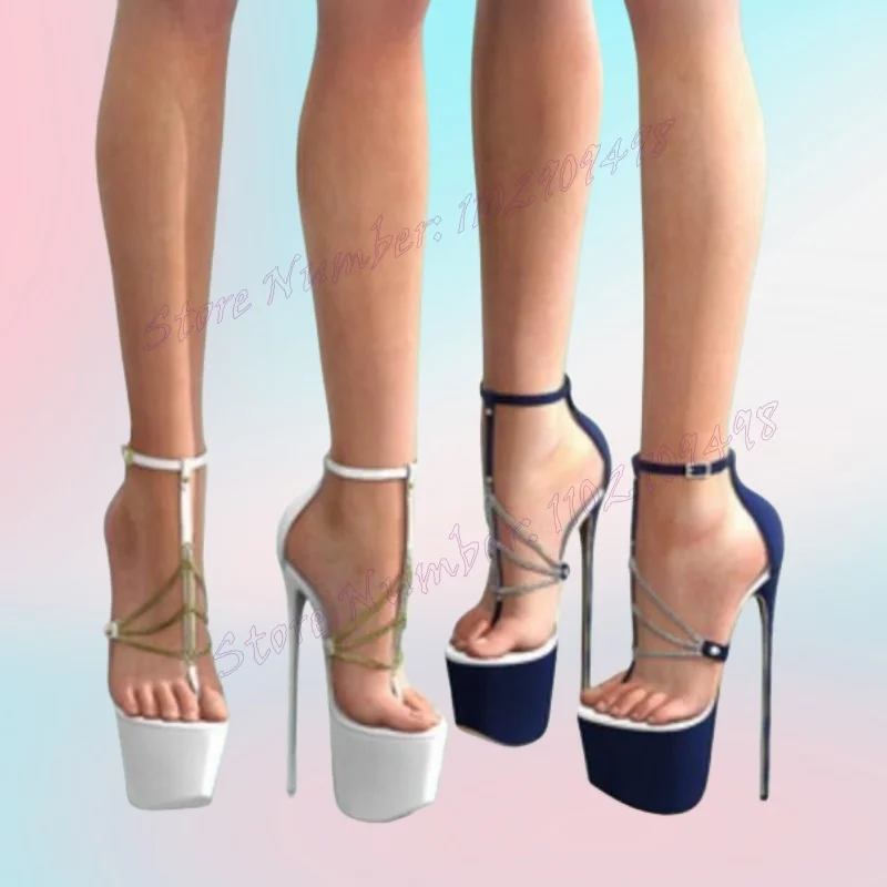 Белые сандалии на платформе с металлической цепочкой туфли открытым носком для
