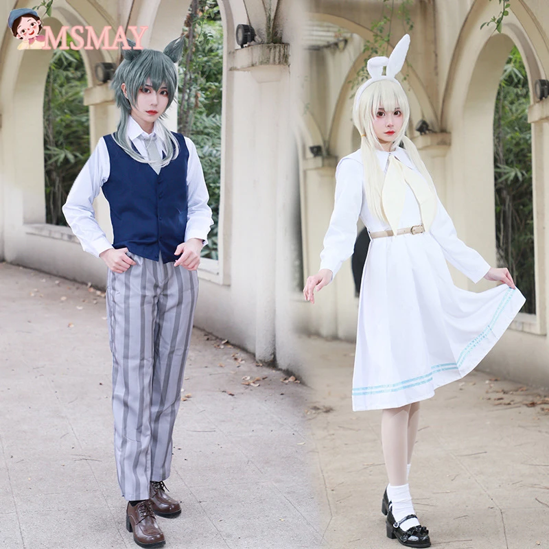 

MsMay Japanese Anime BEASTARS Costume Legoshi Haru School Uniform White Rabbit Dress Girls Boys Academy Suit Shirt Vest Pants