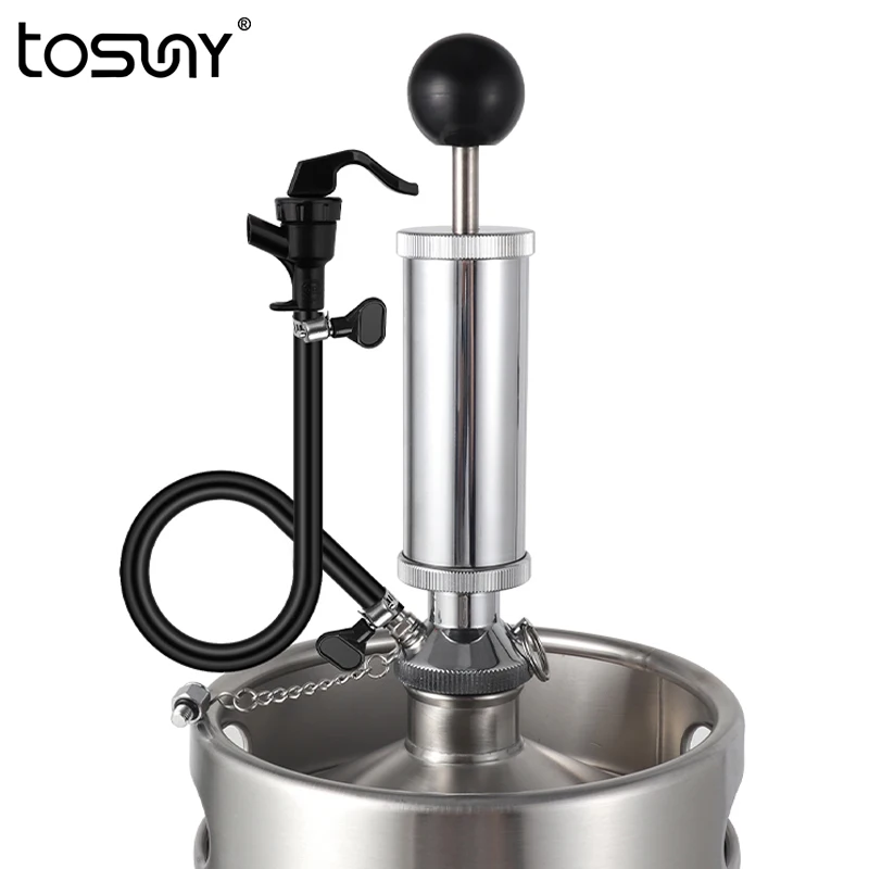 

4 Inch Beer Party Pump Picnic Pump with Black Beer Faucet & Beer Hose Clamps For Homebrew Mini Keg Beer Keg Dispenser Kit