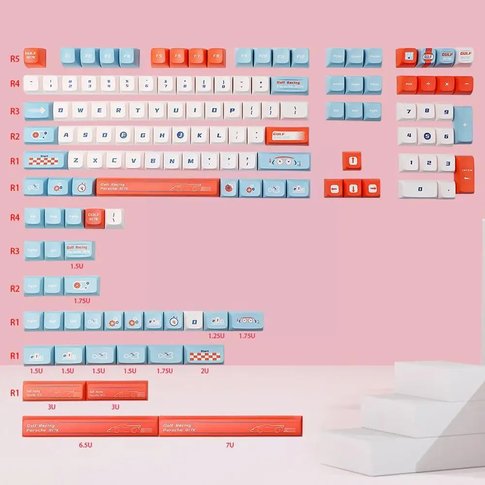 

140 клавиш гоночный колпачок клавиатуры KDA профиль краситель Subb немецкая Совместимость LK67 GK61 K70 Механическая с клавиатурой G710 TM680 Y0H5