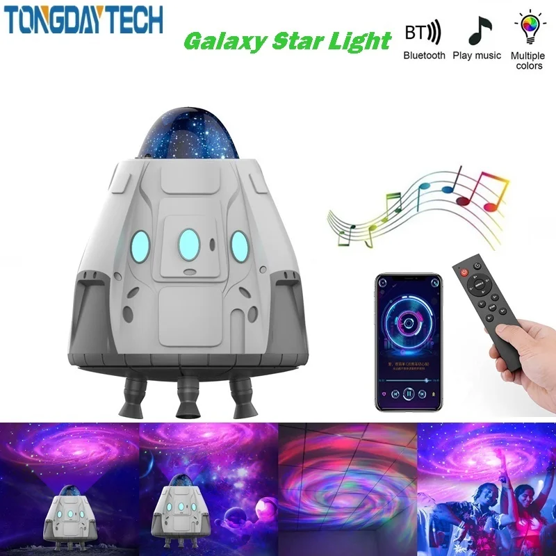 

NEW Galaxy Star Projector Starry Sky Night Light Space Capsule Lamp Deco Rotate Blueteeth Music Decorative Luminaires Gift