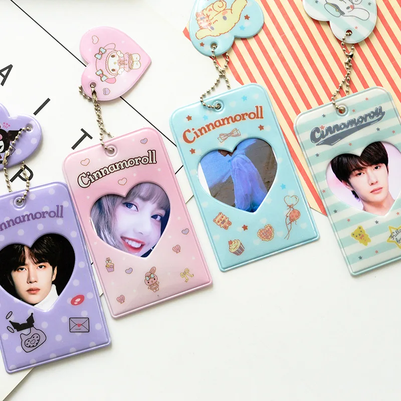 

Брелок для карт Sanrio из ПВХ, милый креативный ажурный держатель для карт с изображением идола и мультяшного персонажа, подарок для девочек