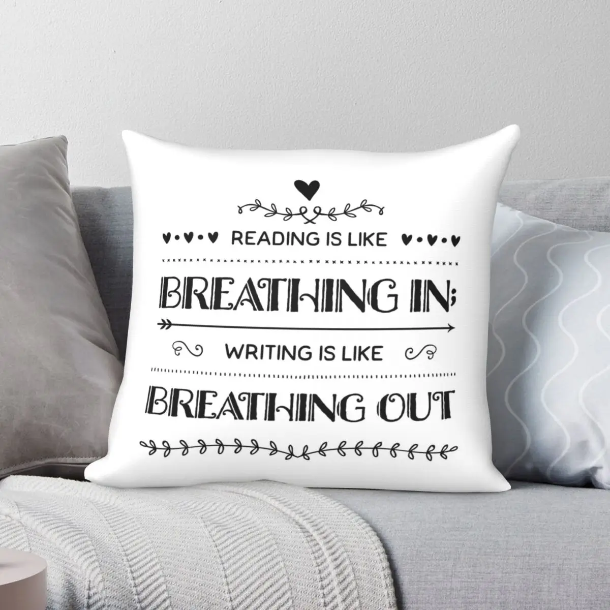 

Reading Is Like Breathing Square Pillowcase Polyester Linen Velvet Pattern Zip Decor Throw Pillow Case Sofa Cushion Case 18"