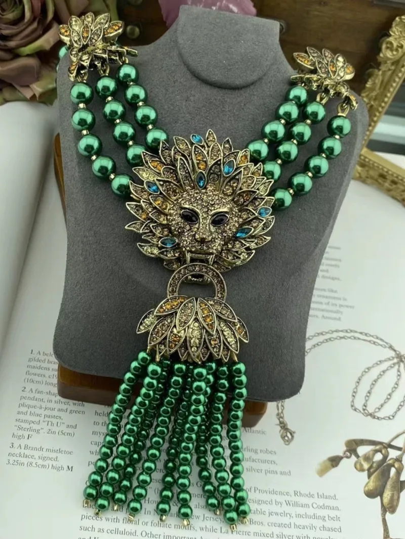 

Timeless Wonder Fancy Zircon Lion Tassel Necklaces for Women Designer Jewelry Gothic Runway Luxury Brand Rare Gift Top 4526