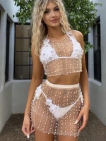 tossy sexy see through two piece cover up for swimsuit women 2022 summer fashion sleeveless top skirts beachwear cover ups new