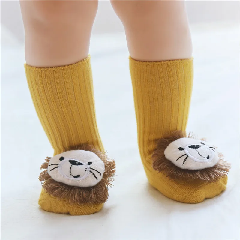 Cute Autumn Winter Soft Cotton Baby Girls Socks Newborn Cartoon Lion Baby Socks Infant Baby Boy Sock Anti Slip Floor Sock Spring