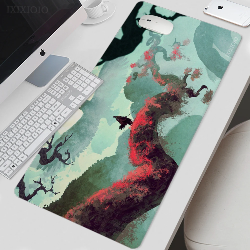 

Sekiro Shadows Die Twice Wolf Mouse Pad Gamer XL Large HD Mousepad XXL Mouse Mat Natural Rubber Office Soft Laptop Table Mat