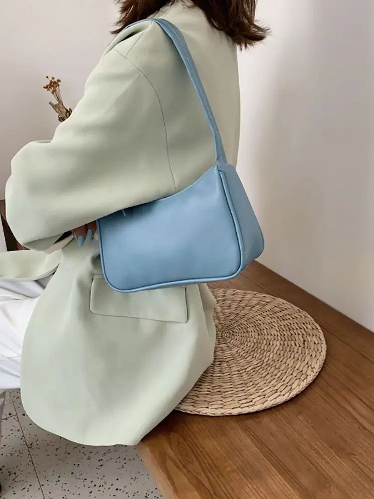 

Women Shoulder Bag 2022 Summer Trend Solid Color All-Match Texture Underarm Bag French Style Fashion New Vintage Female Handbag