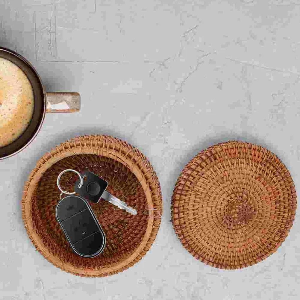 

Household Multipurpose Lidded Box Woven Sundries Storage Box Finishing Box Lidded Storage Box Rattan Storage Box