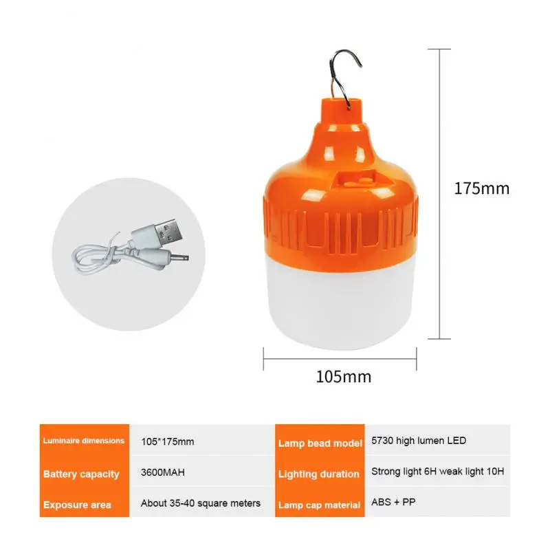 

Rechargeable LED Lantern Portable Emergency Lights Mobile Tent Lampwith Hook for Camping Fishing Patio Porch Garden Lighting