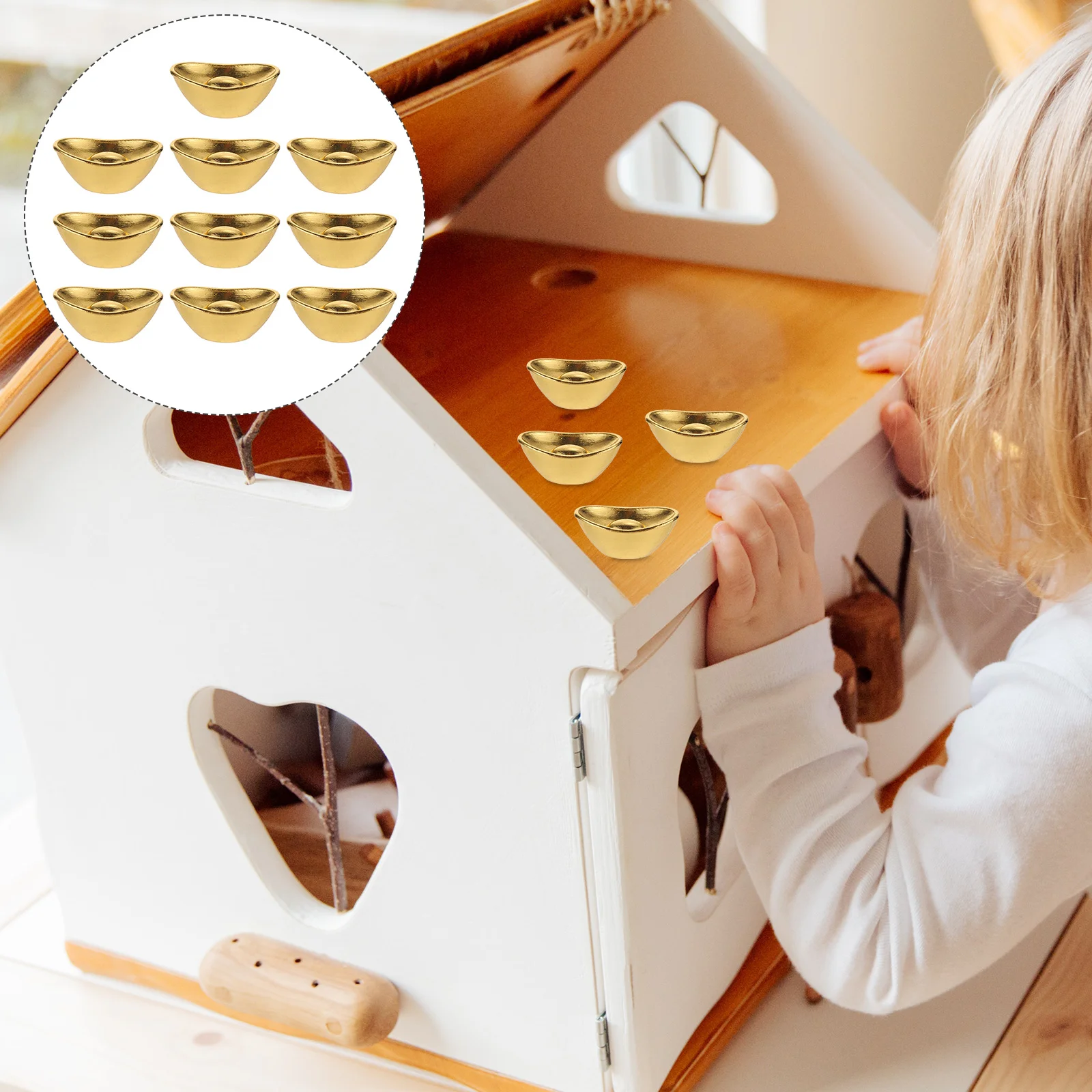 

10 шт. золотой слиток цитрин слиток Китайский Юань Бао слиток золотой слиток Юань Бао богатство слиток счастье слиток благосостояние очаров...