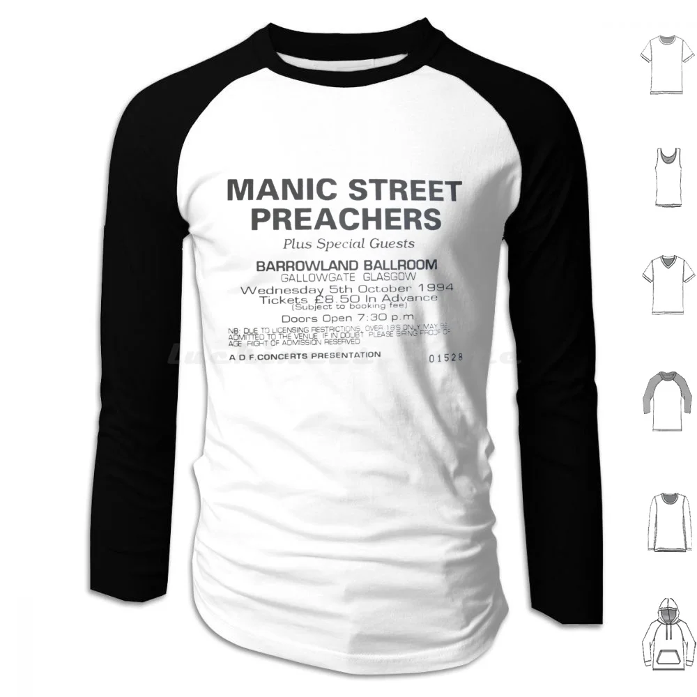 Manic Street Preachers с черным принтом. Толстовки длинным рукавом Band