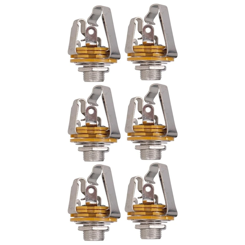 

6Pcs 1/4 Inch 6.35Mm Stereo Input Jack Plug Socket For Electric Guitar Bass, Guitar Pickup Output Jack, Guitar Parts