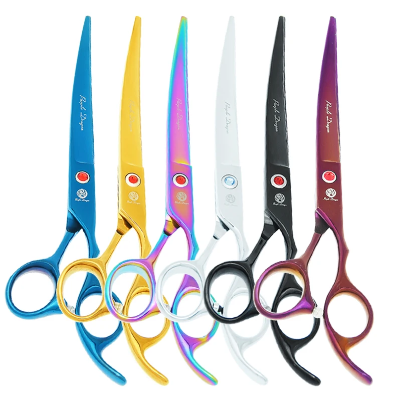 

Фиолетовый дракон 7,0 "профессиональные ножницы для домашних животных для ухода за собакой японский 440c животных прямые и истончение и изогну...