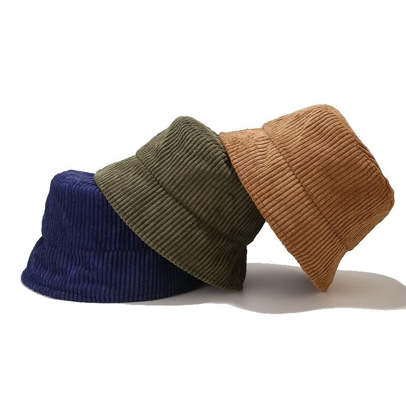 

2022 Fall Winter Vintage Corduroy Bucket Hats Unisex Outdoor Panama Harajuku Fisherman Hat Fashion Casual Fishing Cap