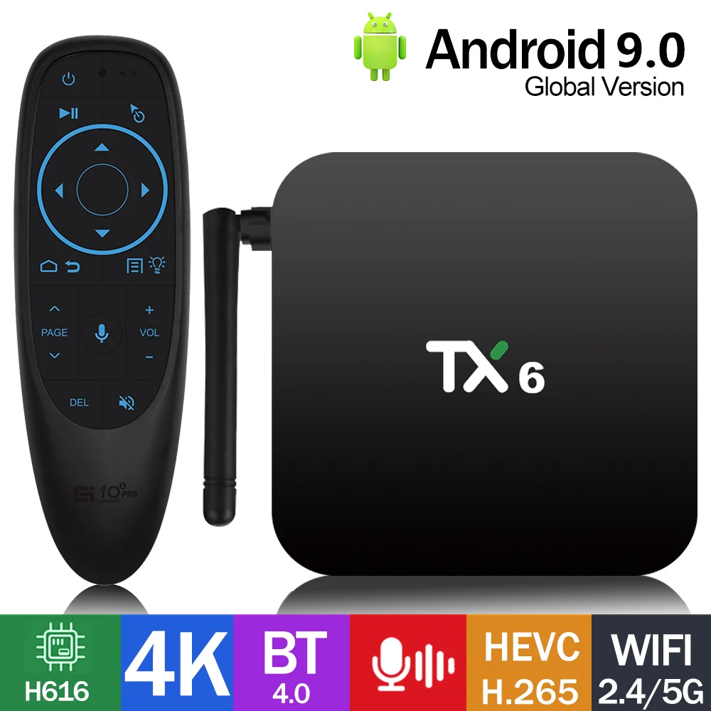 

Tanix TX6 TV Box Android 9.0 Allwinner H616 2G 16GB TVBOX 4G 32G 64GB BT 2.4G & 5G Wifi 4K HDR Video Media Player Set Top Box