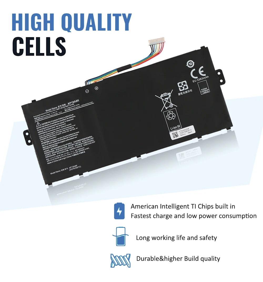 Аккумулятор ETESBAY AP19A8K 40 22 Втч совместимый с Acer Chromebook Spin 11 CP311-1H CP311-2H CP311-1HN R752TN-C07T