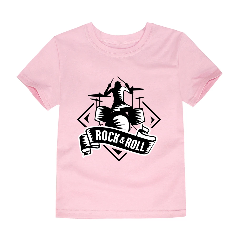 

Children Rock and Roll Print Cool T shirt Kids Summer Short Sleeves Tops Girls Boys Fashion T-shirt Casual Baby Clothes
