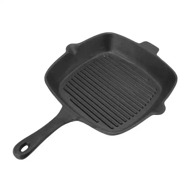 

Сковорода гриль чугунный бездымный гриль сковорода 10,2 дюйма параллельная конструкция для овощей для приготовления пищи для сауны