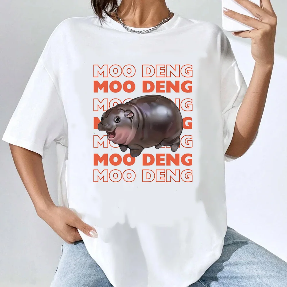 Moo Deng t-shirt female Colorful streetwear Trendy Pop Culture anime 80s graphic University