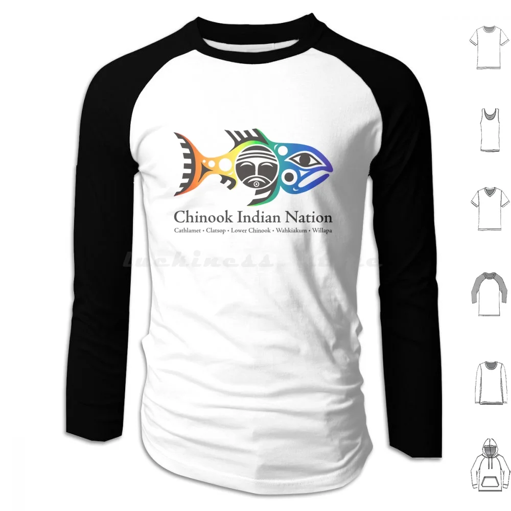 Логотип Chinook Nation толстовки с капюшоном длинным рукавом Indian Cathlamet Clatsop Нижняя Wahkiakum