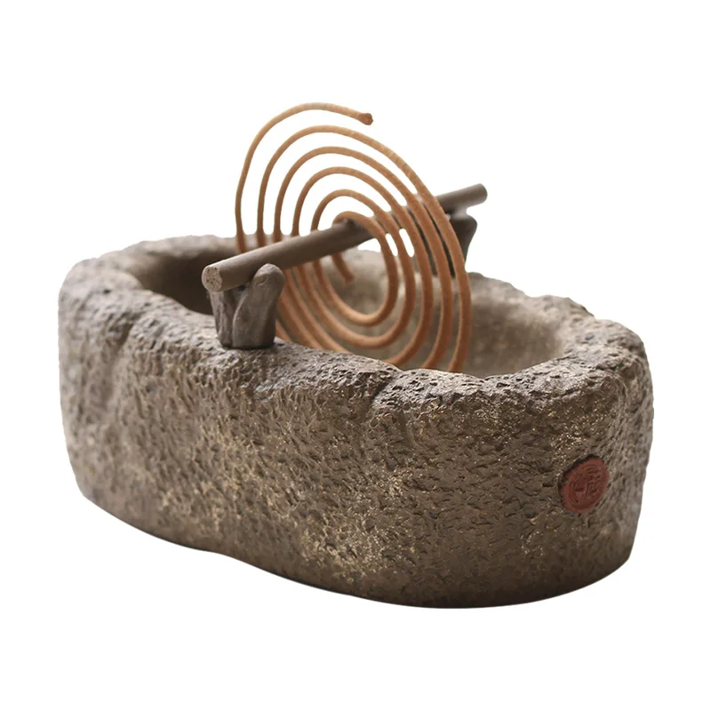 

Antique Style Handmade Redware Small Incense Burner Coil Ceramic Sandalwood Stove Household Incense Stand Ramadan Decoration