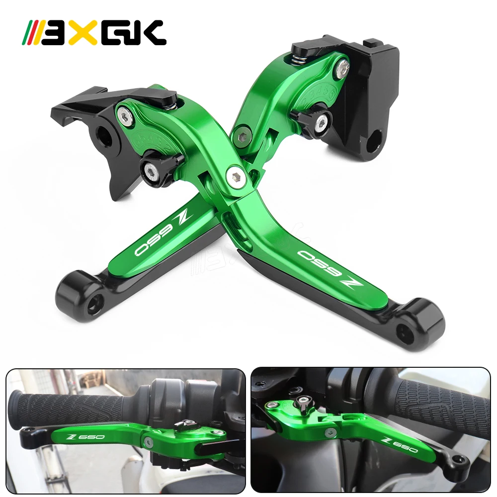 

Green Motorcycle Brake Lever Handle Folding Extendable Brake Clutch Levers For Kawasaki Z650 Z 650 2017 2018 2019 2020 2021 2022