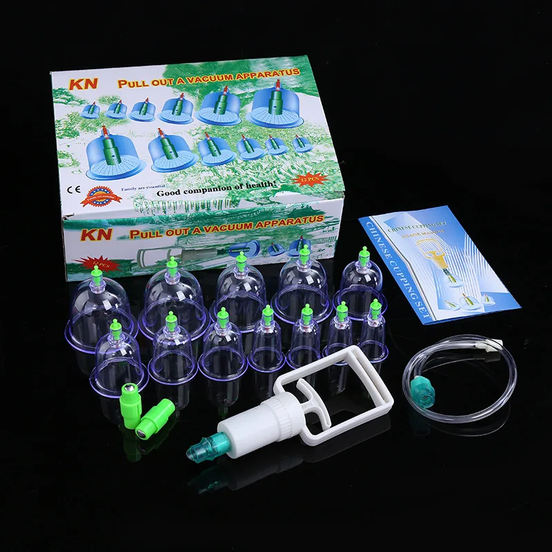 

Effective Healthy 12 Cups Chinese Medical Vacuum Cupping Set Professional Suction Cans Physical Therapy Device Body Massager