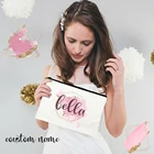 Индивидуальные женские косметички с именем на заказ, сумки, Геометрическая розовая сумочка для макияжа, Настраиваемые Модные женские подарки