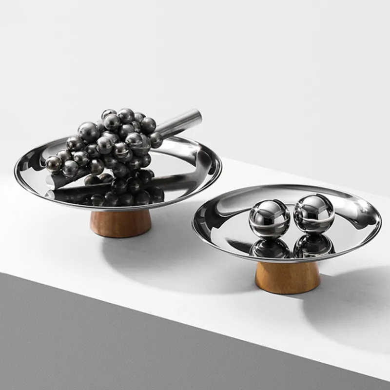 

Metal Storage Tray for Jewelry Aromatherapy Cosmetic Wood Appetizer Fruits Snack Plate Desktop Perfume Ornaments Organizer Rack