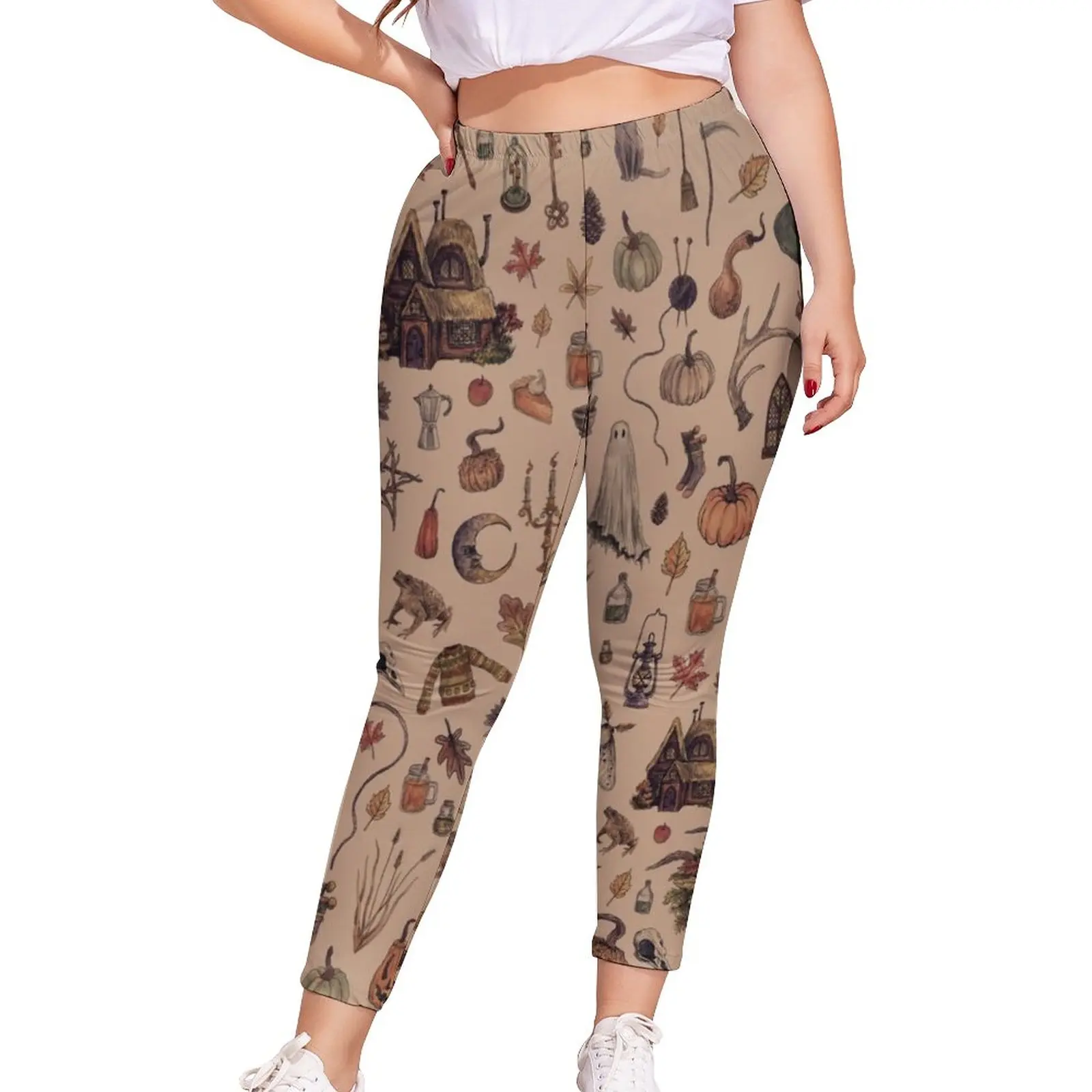 

Halloween Leggings Witch Funky Printed Legging Teens Bicycle Push-Up Pants