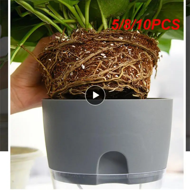 5/8/10PCS With Injection Port Small Plant Pot For Indoor Plants Flower Pot Transparent Cotton Rope Double Layer