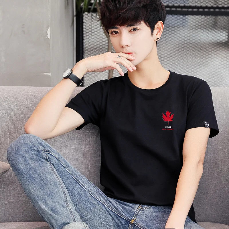 

6942 Men's T-Shirts Summer Short Sleeve t shirt men Simple creative design line cross Print cotton Brand shirts Men Top Tees