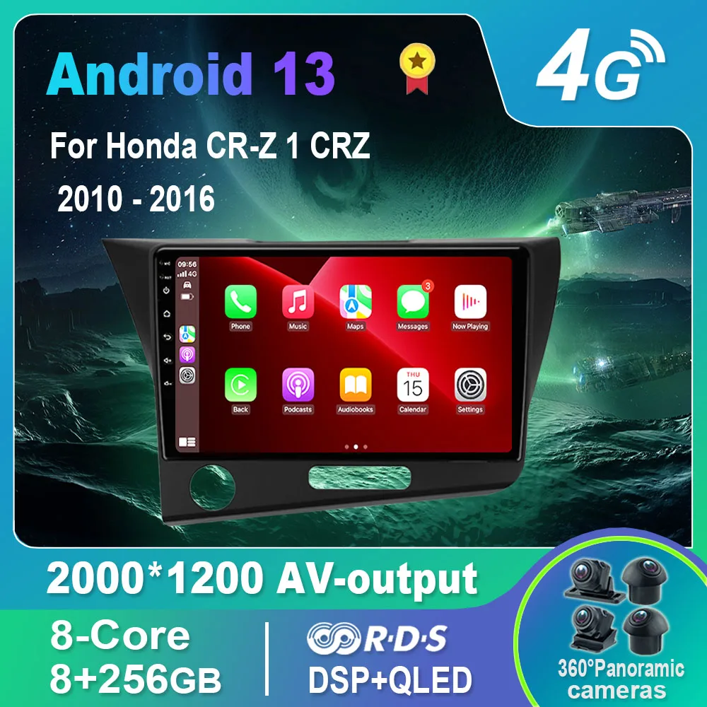 

Автомагнитола Android 13,0/Мультимедийный видеоплеер для Honda CR-Z 1 CRZ 2010-2016 GPS QLED Carplay DSP 4G WiFi Bluetooth