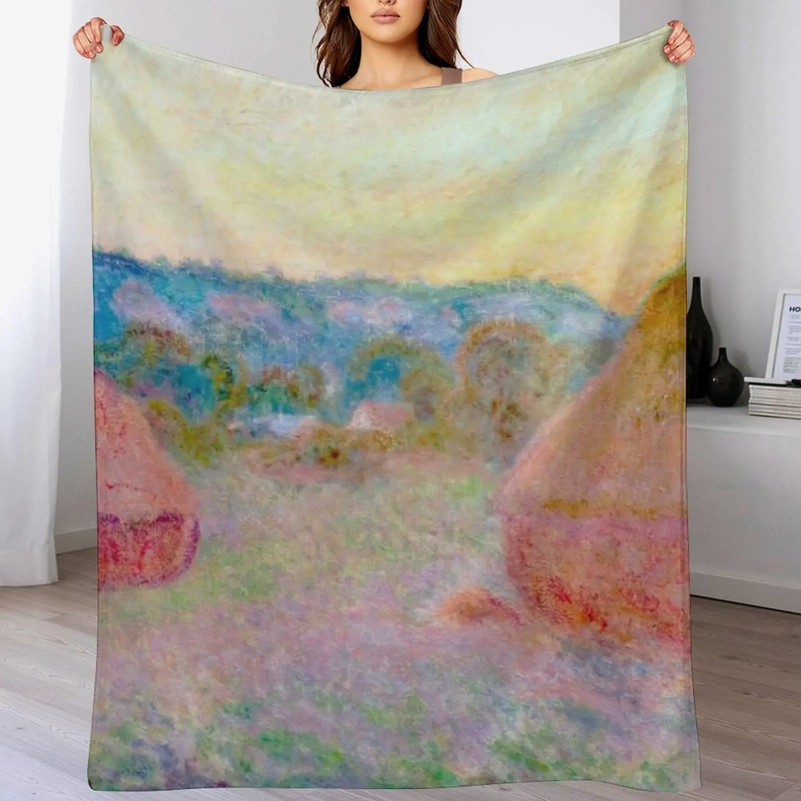 Плед Клода Моне зернистость в конце дня осени для зимних пляжных одеял